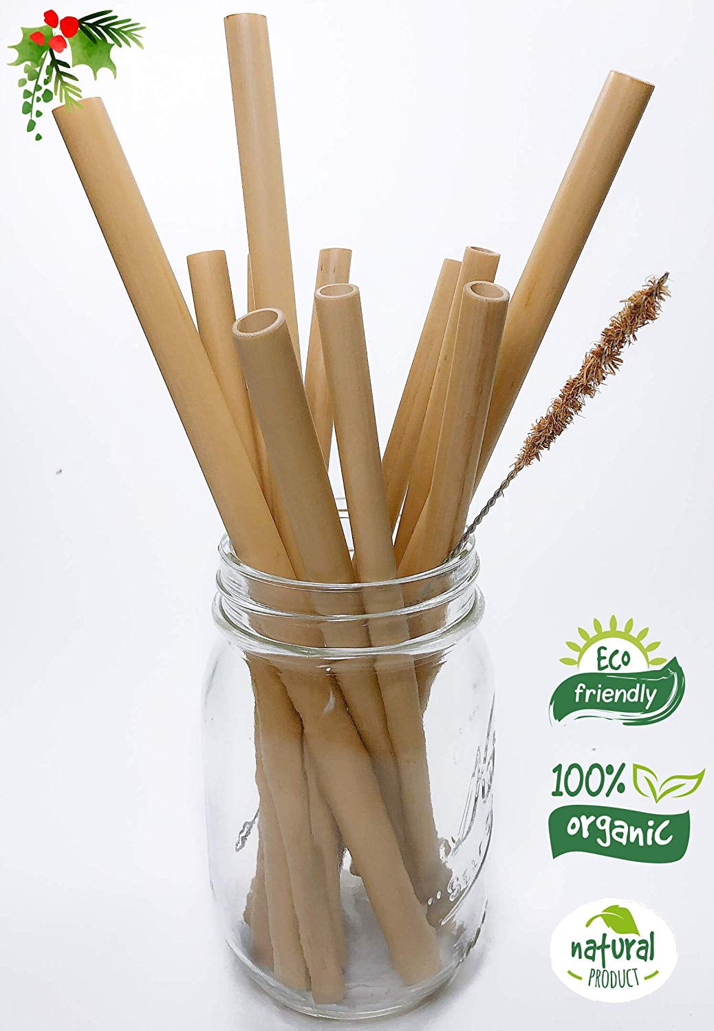 NEW Extra 10? Inch Long Reusable Bamboo Drinking Straws 100 Organic