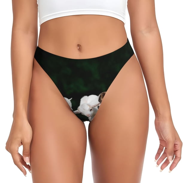 Balery Cute Goat Baby Tangas de Algodón para Mujer con Estampado – Ropa Interior Sexy, Transpirable, G-string-X-Large