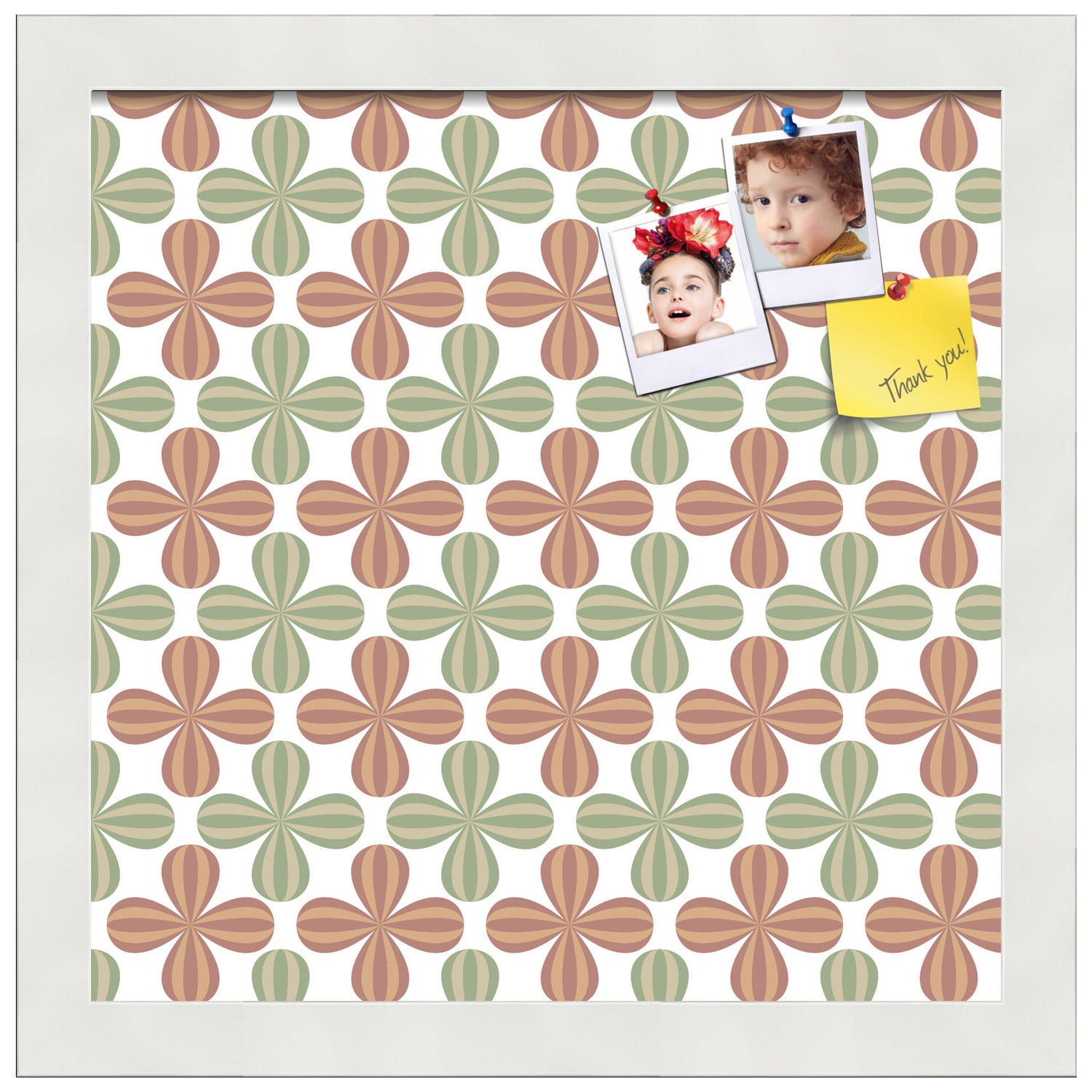 PinPix ArtToFrames 10x10 Custom Cork Bulletin Board    Poster Board Has a Fabric Style Canvas Finish, Framed in Satin White Frame (PinPix-558)