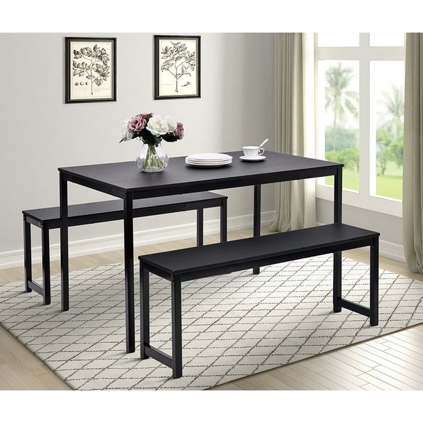 3 Piece Dining Table Set Urhomepro Room Breakfast Nook With Two Benches - Dining Table Set With Two Benches 3 Piece Dining Table Set Urhomepro Room Breakfast Nook With Two Benches - Dining Table Set With Two Benches
