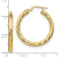 thumbnail image 2 of 10k Solid Yellow Gold 3x20 Sparkle-Cut Round Hoop Earrings 28x25mm Wide 3mm Thick Hoop Earring for Women, 2 of 2
