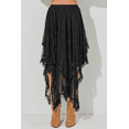 thumbnail image 3 of Women's Elegant Black Lace Cascading Tiered High Waist Maxi Skirt | [ZhiHiMeRi] | (US 12-14)L, 3 of 6