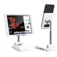 thumbnail image 1 of IBAOLEA ,Tablet Stand Adjustable,Phone Holder, Adjustable Angle Desktop Phone Holder, Mobile Phone Holder with USB Charging Ports, Suitable for iPhone, iPad, Tablet Computers White, 1 of 8