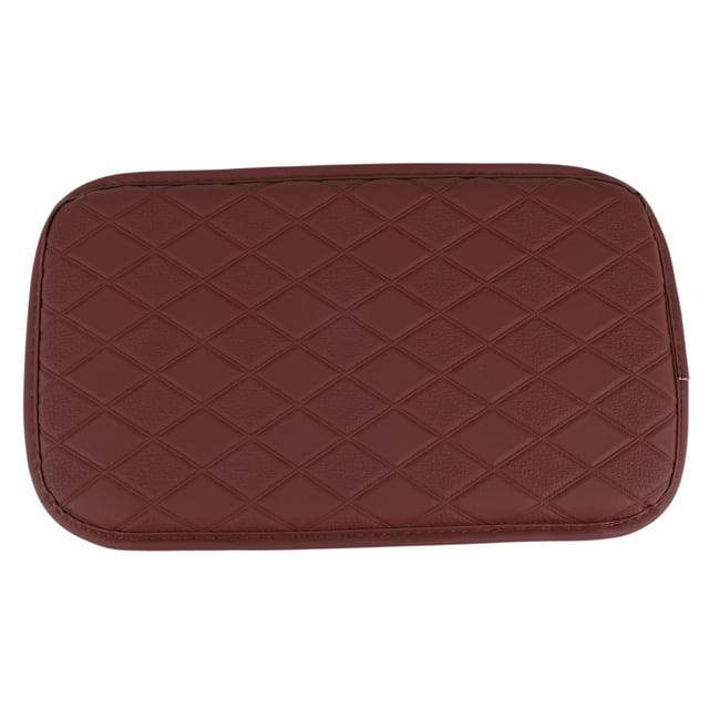 Funda del Consola Central del Coche Almohadilla del Consola Central con Bolsa de Almacenamiento 11.81"x7.09"x0.59" Cuero Nappa Rojo Oscuro
