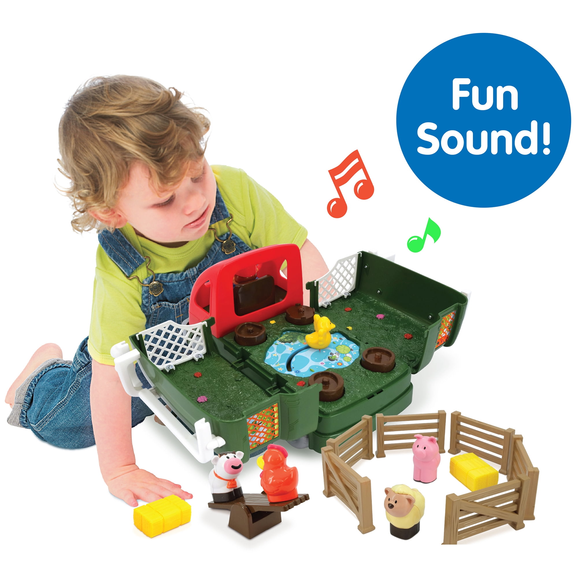 Kiddieland: Farm Activity Camper - Vehicle Opens To Reveal A Playground, Sound Effects, Animal & Farmer Figurines, Toy Accessories, Kid-Toddler 12mo+
