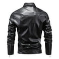 thumbnail image 4 of Ticikt Mens Leather Jacket Motorcycle Black Biker Jackets Vintage Leather Outwear Casual Lightweight for Spring Fall,Color:Black,XXL, 4 of 9