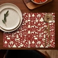 thumbnail image 5 of Red Christmas Icon Pattern Summer Placemats Table Placemats Set Of 4-Linen Kitchen Washable Placemats Table Mats 11.8"x17.7" Non-Slip Heat Resistant, 5 of 6