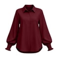 thumbnail image 5 of LEKWK Business Casual Tops for Women Long Sleeve Button Down Shirts Elegant Collared Blouses Fall Professional Office Work Dress Tops, 5 of 8