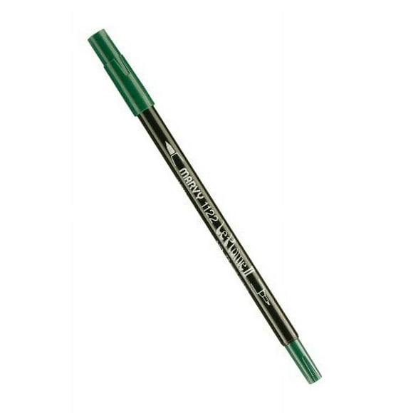 Uchida 1122-C-72 Marvy Extra Fine Tip Le Plume II Double Ender Marker Pen, Pine Green