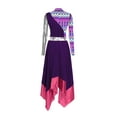 thumbnail image 2 of Kaerm Womens Print Worship Lyrical Dance Dress Metallic Color Block Praise Liturgical Dancewear Purple L, 2 of 5