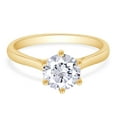 thumbnail image 2 of AFFY 6-Prong Solitaire Style, 6.5MM Round Cut Lab Created Moissanite Diamond Solitaire Wedding Promise Ring For Women In 14K Yellow Gold Over Sterling Silver (VVS1 Clarity 0.90 Cttw)-5.5, 2 of 6