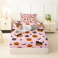 thumbnail image 3 of Manfei Fall Halloween Pattern Twin Fitted Sheet,Kawaii Pumpkin Lantern Bedding,2 Pieces,1 Fitted Sheet and 1 Pillowcase, 3 of 6