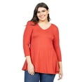 thumbnail image 3 of Plus Size Three Quarter Sleeve V Neck Tunic Top, 3 of 10