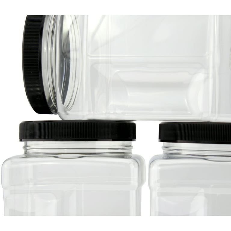 4 oz. Clear Glass Jar with Black Plastic Cap (48/400) (V4) (V7)