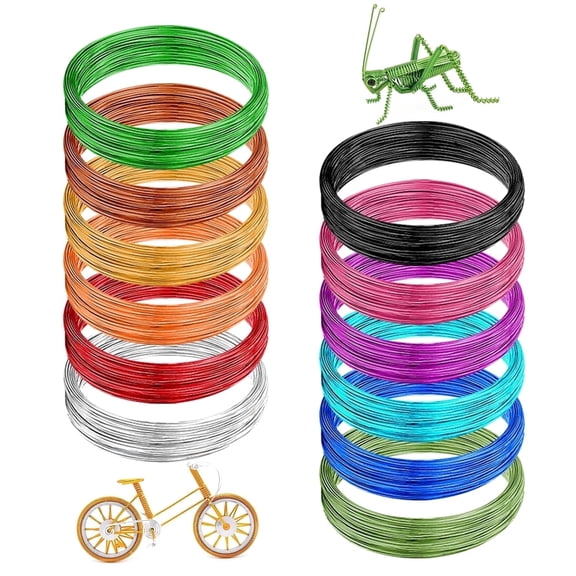 12 Rolls Colored Aluminum Craft Wire, 196.8 Feet 18 Gauge for DIY Jewelry Making, 1mm Flexible Anodized Metal Wire for Floral Art, Beading and Craft Projects
