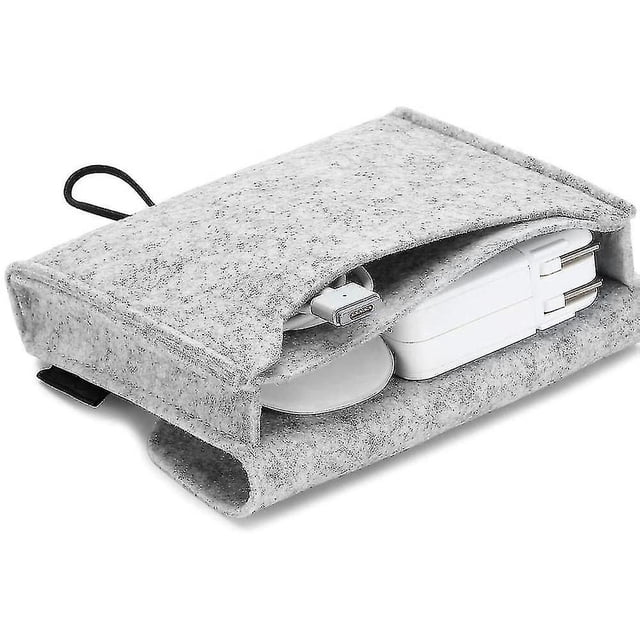 Bolsas portátiles de fieltro para almacenamiento, bolsas protectoras para accesorios electrónicos, color gris claro