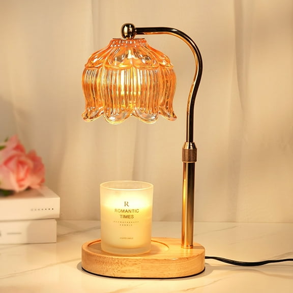 Funistree Flower Candle Warmer Lamp with Timer,Adjustable Electric Top Down Melter for Jar Candles and Scented Wax, Lotus Wax Warmer Light in Amber, Gift for Women, House Warming for New Home Decor