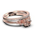 thumbnail image 2 of Beautiful 1.75 Carat Round Cut Morganite And Diamond Moissanite Floral Engagement Ring, Antique Wedding Ring, One Matching Band in 925 Sterling Silver With 18k Rose Gold Plating, Gift For Her, 2 of 3