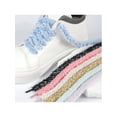 thumbnail image 3 of INSPIRE CHIC 1 Pair Flat Fuzzy Contrast Color Shoe Laces, 0.47" Wide Fat Soft Fluffy Shoelaces Shoestrings for Sneakers Blue 120cm/47.2", 3 of 6