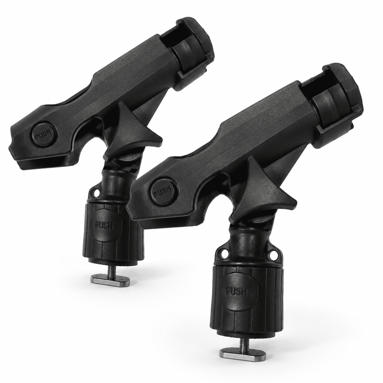 2 Piece Round 360 Degree Rotating Fishing Rod Holder Kit with Track Mount Base