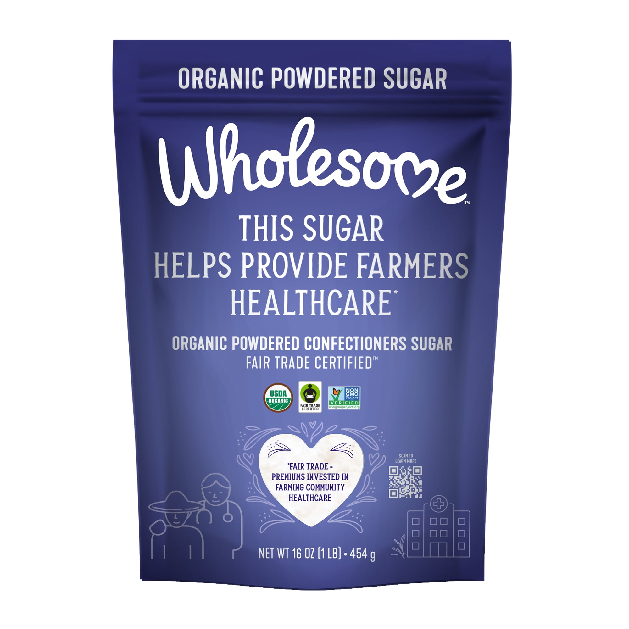 Wholesome Organic Powdered Confectioners Sugar, Fair Trade, Corn-Free, 16 oz Pouch