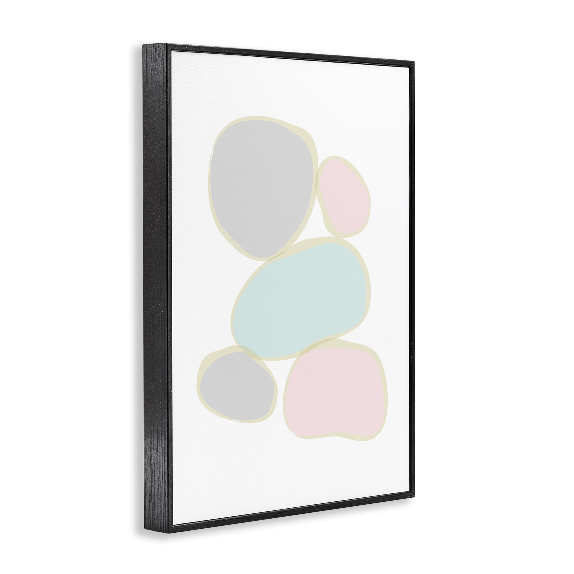 Stupell Industries Minimal Pastel Pebbles Abstract Painting Black Framed Art Print Wall Art, 20 x 30