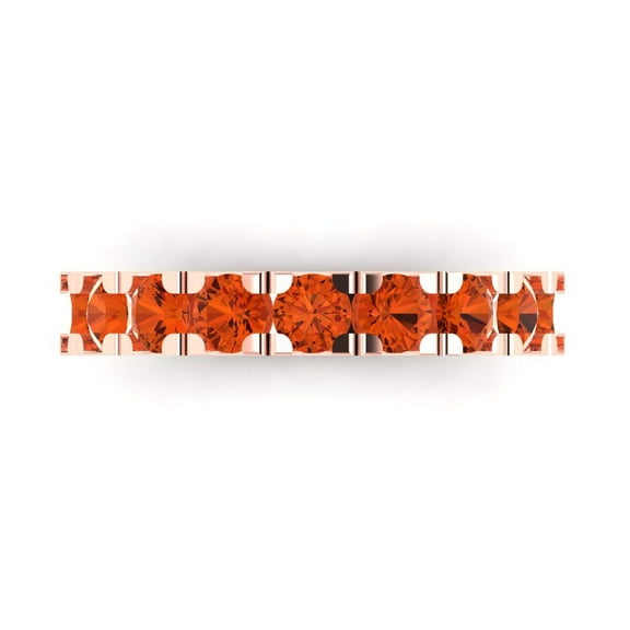 1.53 ctw Wedding Band for Women - 14K Rose Gold Simulated Red Diamond Stackable Eternity Ring