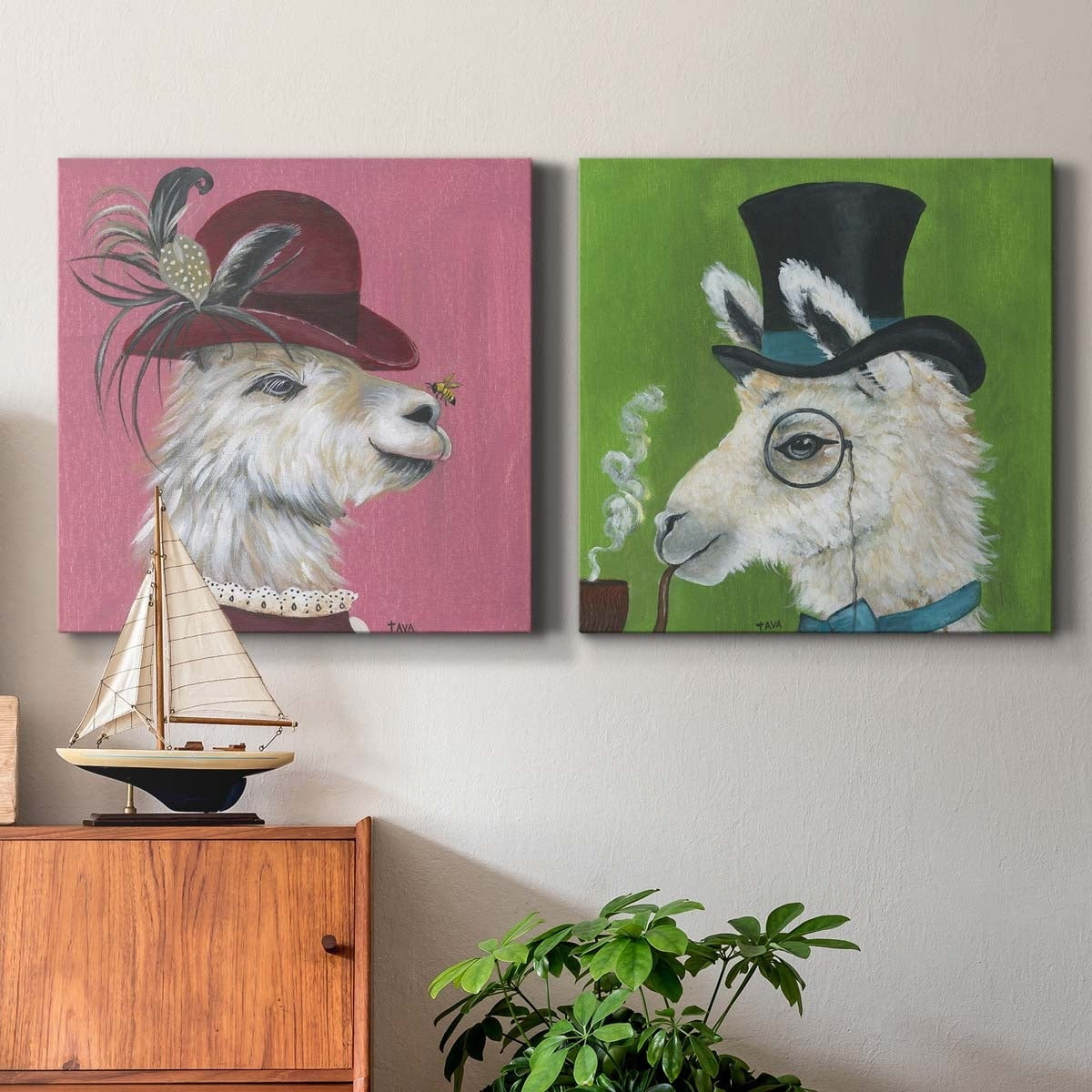 Boho Greenery III - Premium Gallery Wrapped Canvas - Ready to Hang Set of 2 - 32 x 32 Each