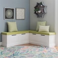 thumbnail image 2 of Linon Coin de Rangement en Bois Blanc Troyin avec Coussins et Oreillers Verts, 2 of 15