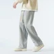 thumbnail image 4 of Nuevos pantalones informales para hombre, pantalones de chándal rectos de pierna ancha 65% de tela de algodón para exteriores, pantalones holgados largos suaves neutros de alta calidad, 4 of 5