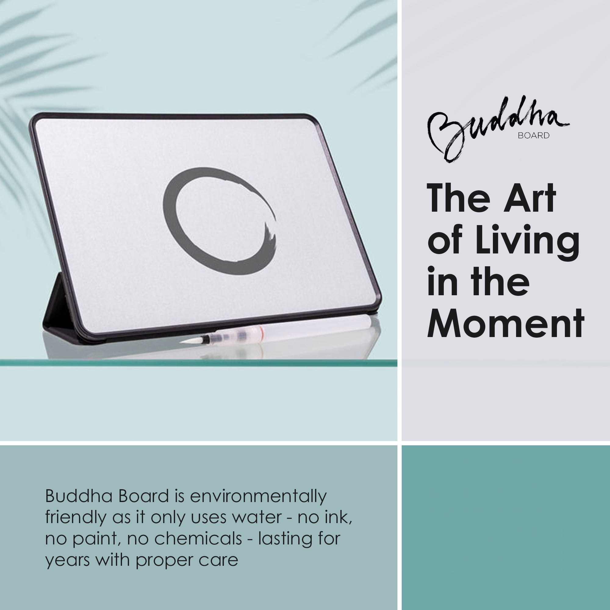 Buddha Board | Enso Portable Water Painting Canvas with Brush | Zen Water Art Set | Water Drawing Boards for Artists | Reusable Canvas Boards for Water Painting and Drawing | Zen Meditation Board