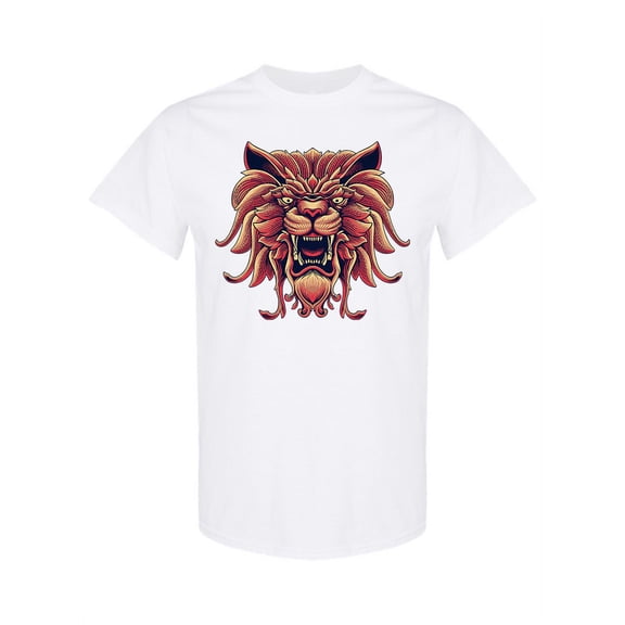 Lion Head Engraving Style T-Shirt Men -Image by Shutterstock, Male Large