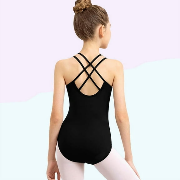 Girls Double Camisole Leotards Toddler Ballet Leotards Spaghetti Strap Gymnastic Leotards Ballerina Bodysuits