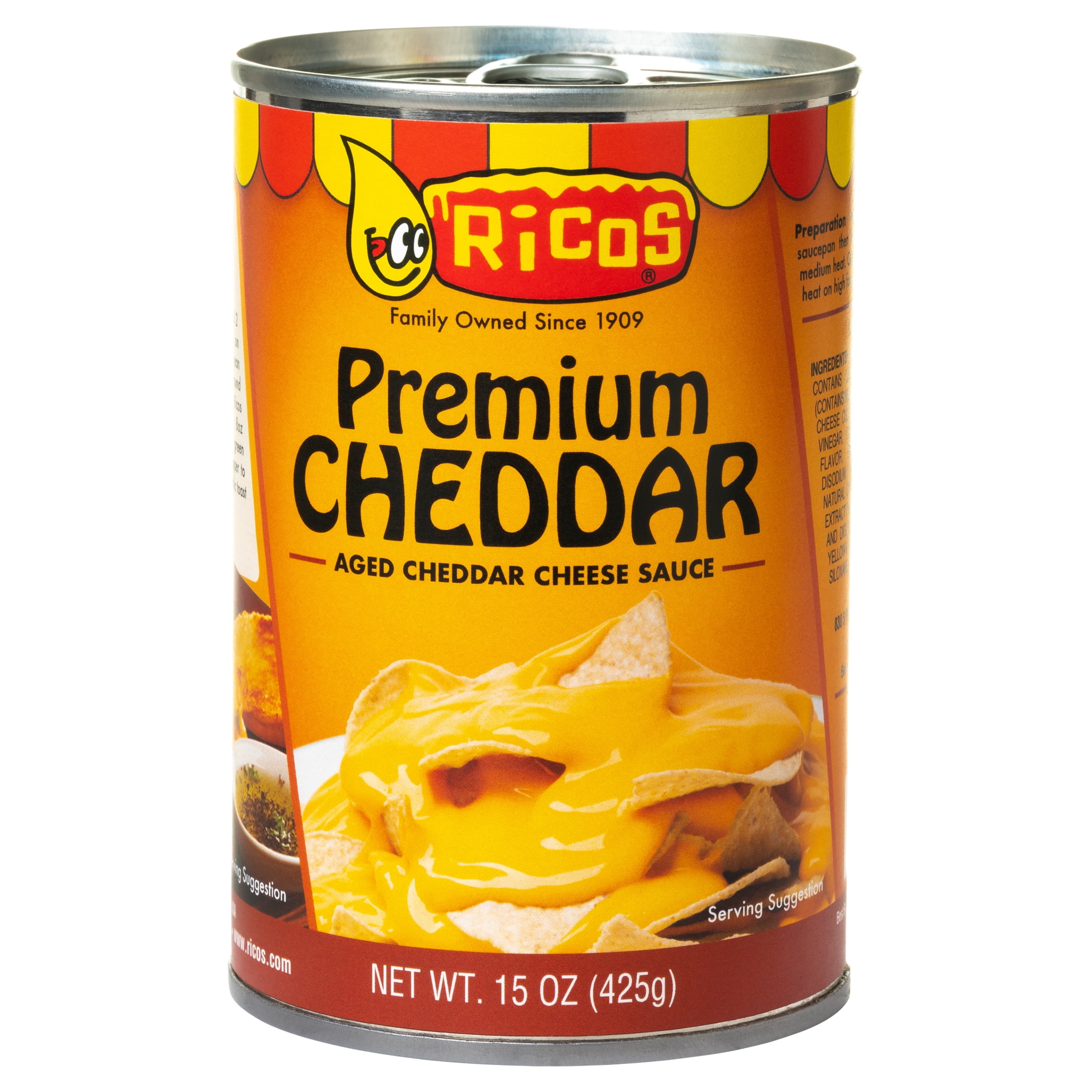 (6 pack) Ricos Premium Cheddar Aged  Ready to Serve Cheese Sauce, 15 oz Can, Shelf-Stable Liquid