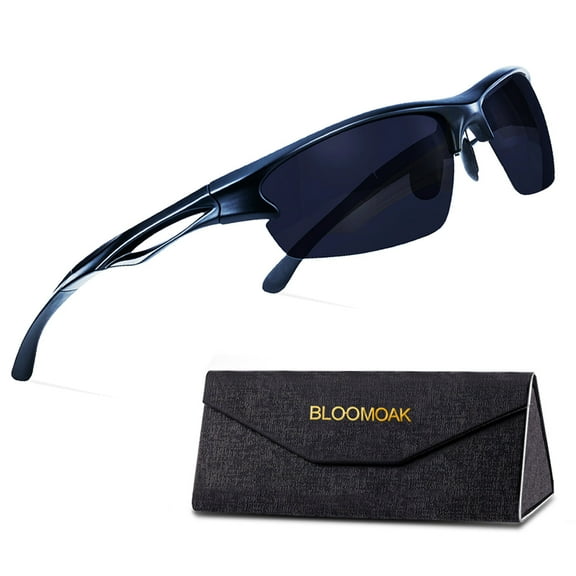 Bloomoak Polarized Sports Sunglasses Cycling Glasses with UV Protection Semi-Rimless Sports Glasses for Driving Cycling Running Fishing Golf Skiing, Lightweight TR90 Unbreakable Frame