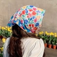 thumbnail image 1 of Nvzi Bufanda elegante, bufanda cuadrada pequeña de lino y algodón con diseño de arte rural, bufanda para la cabeza con protección solar y parasol de verano (azul), 1 of 1