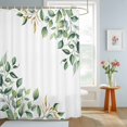 thumbnail image 4 of Shower Curtain Spring Eucalyptus Leaves Shower Curtains for Bathroom Decor, Waterproof Polyester Shower Curtain Set with Hooks, Extra Long 72" x 78" Green Leaf White, 4 of 9