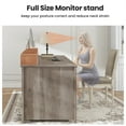 thumbnail image 6 of Executive Desk, 63" Farmhouse Desk with Storage, Home Office Desk with Drawers and Cabinet, Wood Desk with Monitor Stand, Rustic Writing Desk Study Table, Elegant Computer Desk with File Drawer, Grey, 6 of 10