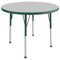 thumbnail image 1 of ECR4Kids 36in Round Everyday T-Mold Adjustable Activity Table Grey/Green - Standard Ball with Four 16in Stack Chairs Green - Ball Glide, 1 of 2