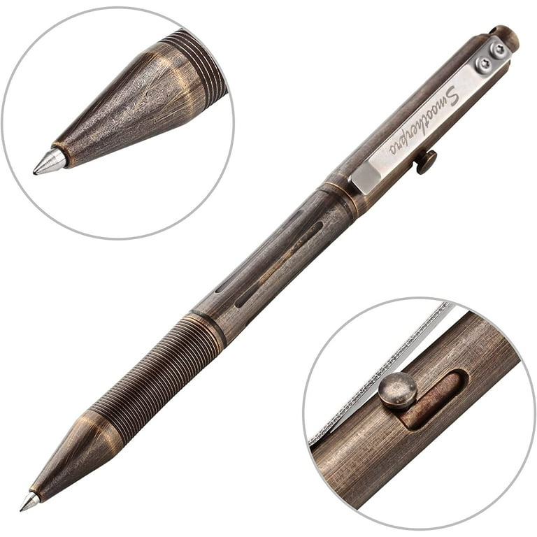 SMOOTHERPRO Solid Brass Bolt Action Pen Compatible with Pilot G2 Refill  Stainless Steel Clip Heavy Weight for Tremor Parkinson Arthritic Hands  Copper