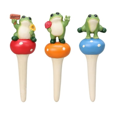 Mainstays Outdoor 3PK Frog and Mushroom Planter Stakes, 2.13 in L x 1.75 in W x 7.75 in H