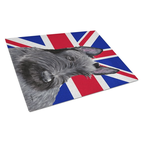Caroline's Treasures Scottish Terrier with English Union Jack British Flag Glass Cutting Board Large Size