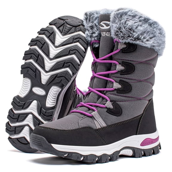 HOBIBEAR Women's Snow Boot Anti-Slip Waterproof & Lace Up Winter Boots for Women