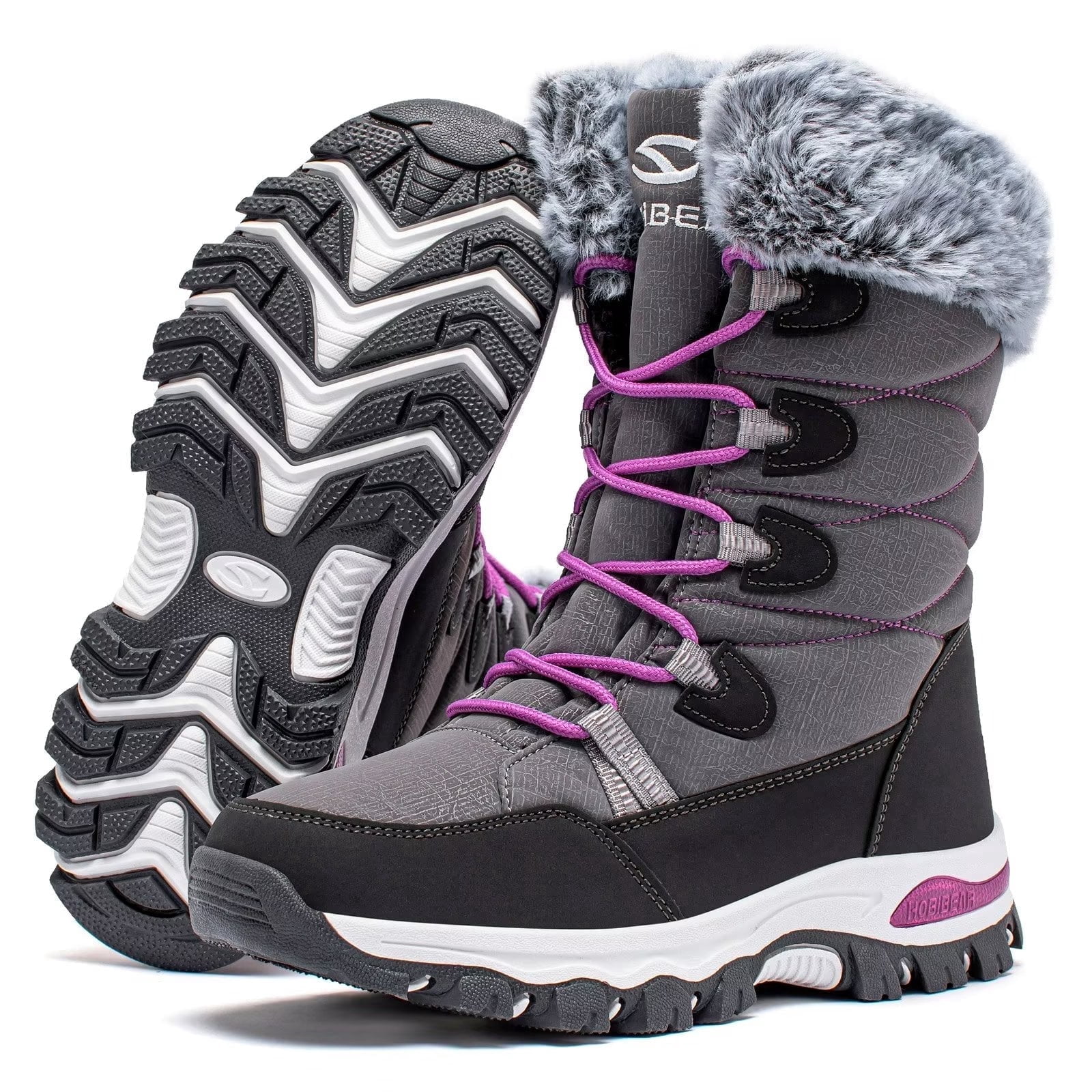 HOBIBEAR Women's Winter Waterproof Slip Resistant Snow Boots Warm Faux Fur Lined Mid-Calf Boots