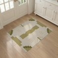 thumbnail image 3 of ODIKA 3'x5' Olive Green Beige Mid Century Bordered Washable Area Rug Geometric Modern Design with Symmetry Non-Slip, Flatweave, Easy Care for Hallway, Laundry Room, 3 of 7