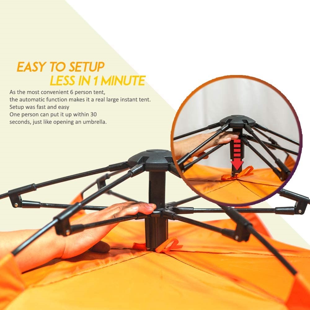 Glarewheel  4-Person Pop Up Tent, Orange