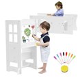 thumbnail image 1 of Kitchen Helper Stool for Toddlers, Wooden Toddler Learning Standing Tower with Whiteboard and Safety Rail, Adjustable-Height Platform Kids Step Stools for Kitchen Counter Bathroom Sink, 1 of 8
