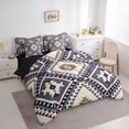 thumbnail image 3 of jejeloiu Bohemian Rhombus Triangle 7-Piece Bedding Comforter Set,Retro Aztec Geometric King Bedding Sets,Deepblue Beige Bed Sheets For Adult,Microfiber Bedroom Decor Reversible, 3 of 8