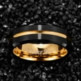 thumbnail image 4 of 8mm Tungsten Ring for Unisex Black Gold Groove Wedding Bands Beveled Edges Size 6 to 14, 4 of 5