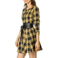 thumbnail image 4 of MODA NOVA Junior's Christmas Party Plaids Long Sleeves Belted Mini A Line Shirt Dress, 4 of 5